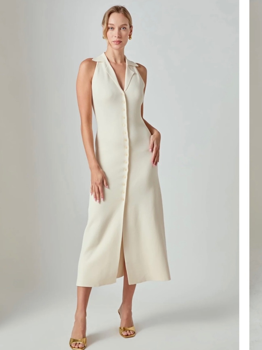 Endless Rose COLLARED KNIT MIDI DRESS